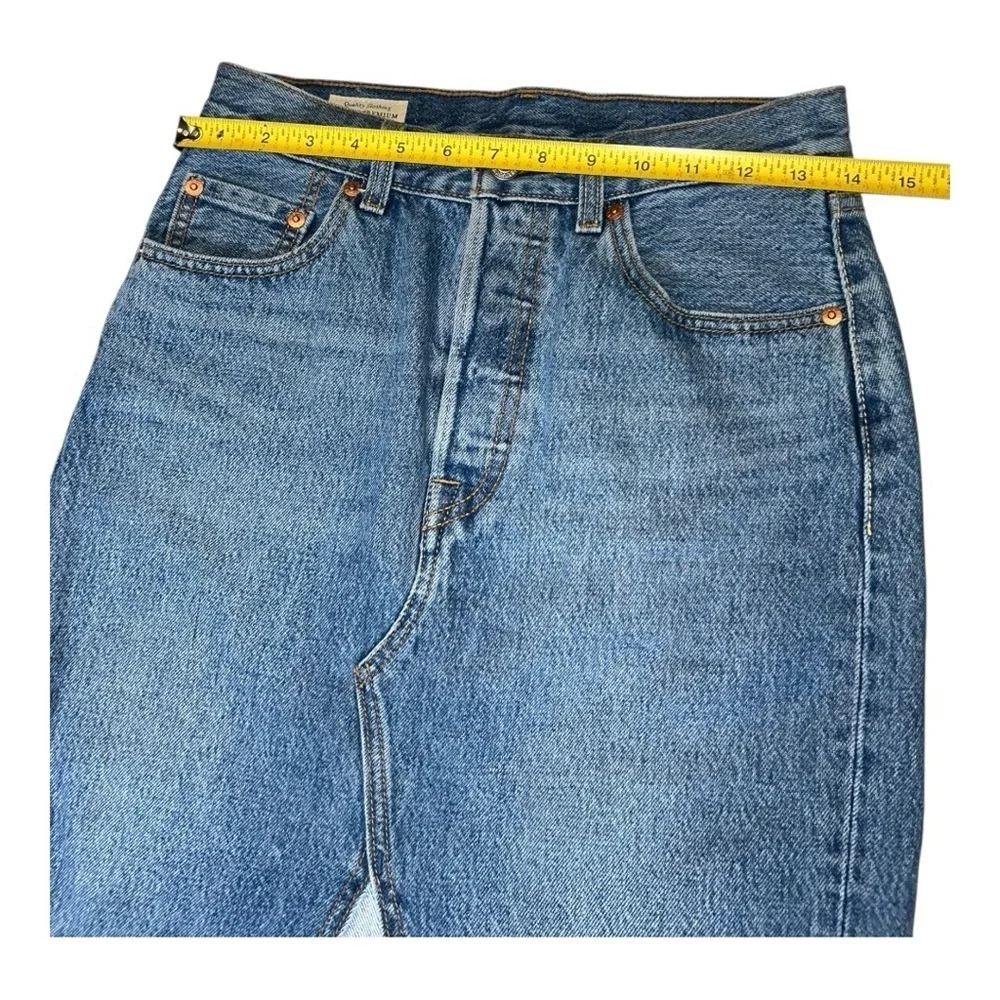 LEVI’S WOMEN DECONSTRUCTED MIDI SKIRT  Blue Denim size 26 US Equivalent: Small - Picture 5 of 12
